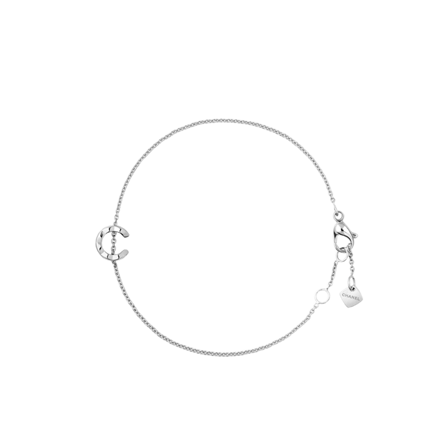 Vertical 18K White Gold Coco Crush Quilted "C" Bracelet