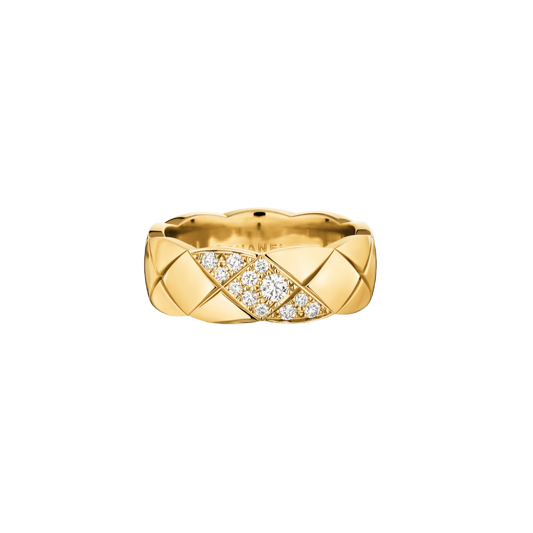 Vertical 18K Yellow Gold Coco Crush Diamond Small Ring