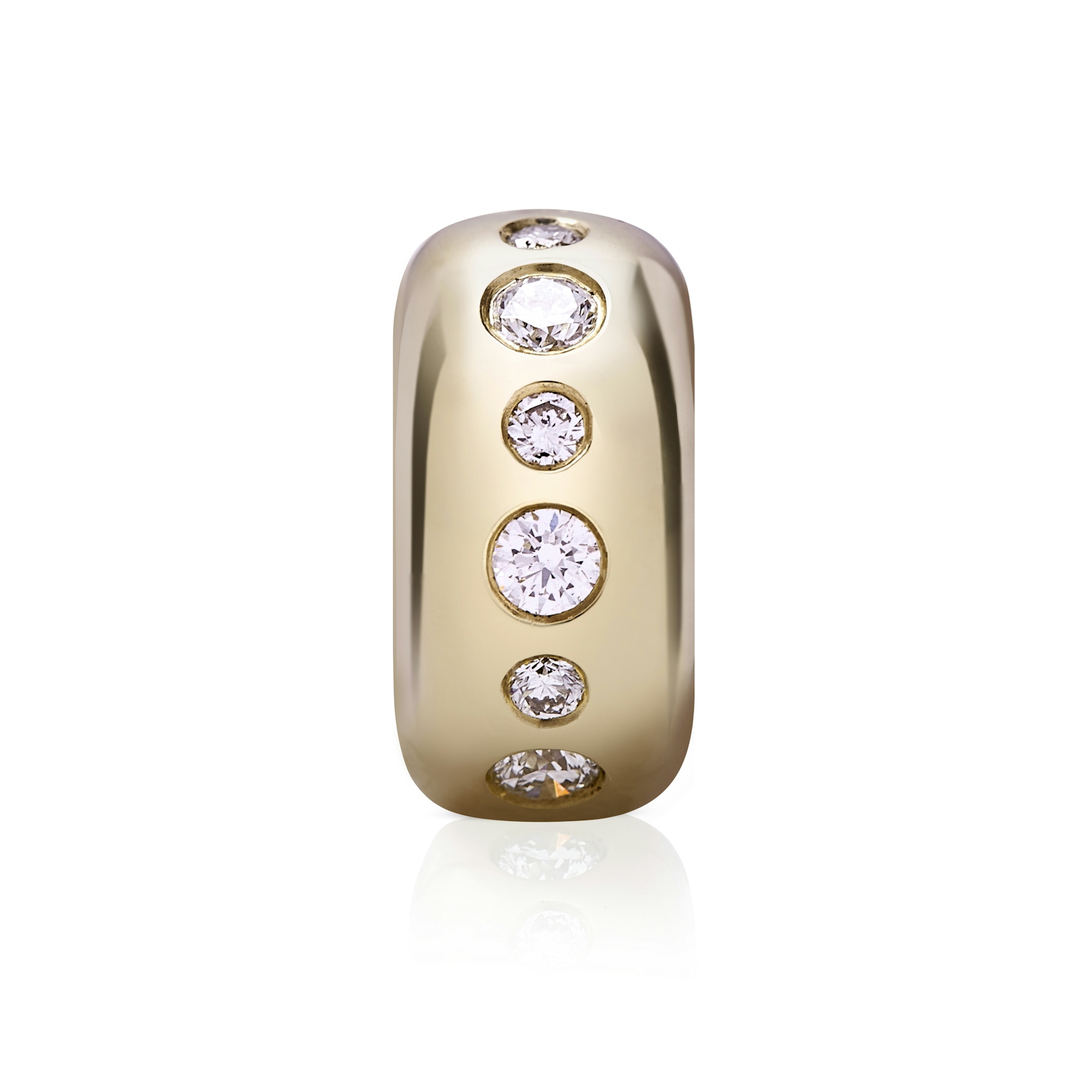 Vertical 14K Yellow Gold Story Beads Diamond Tapered Medium Bead