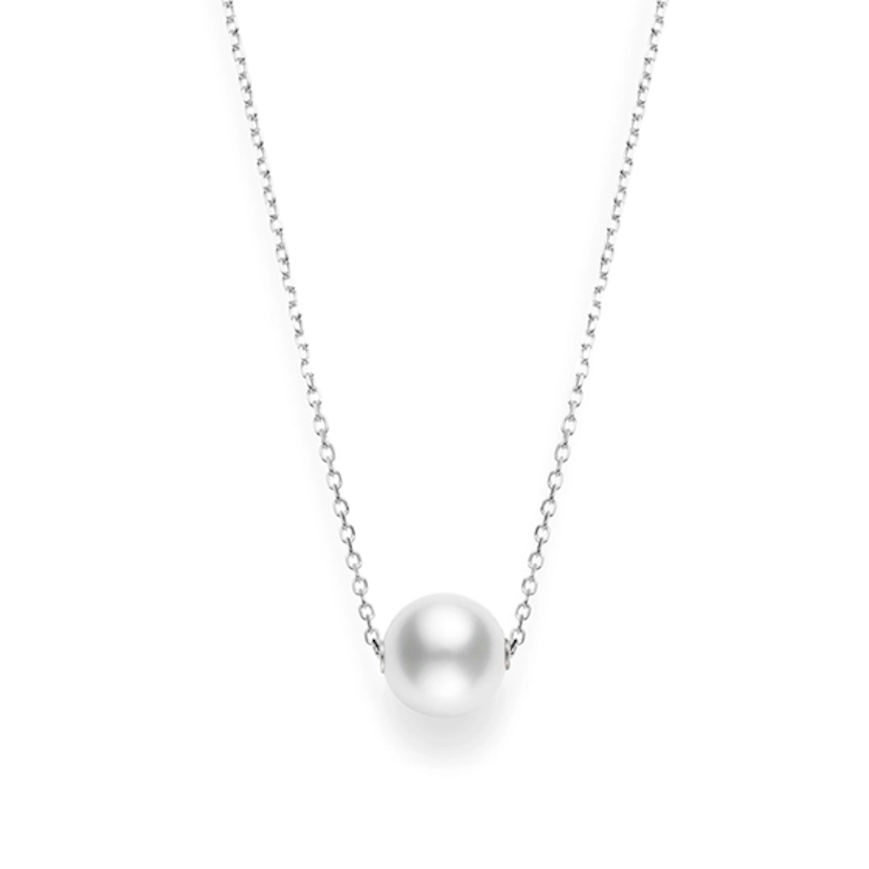 Vertical 18K White Gold 10MM A+ White South Sea Pearl Necklace