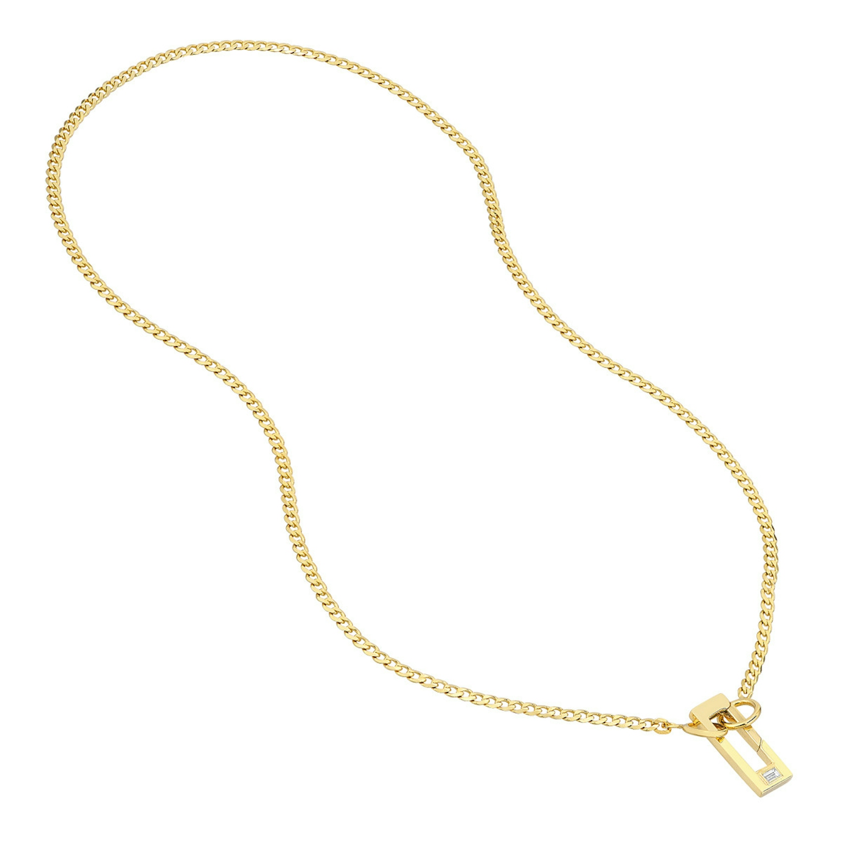 Vertical 14K Yellow Gold 2.7mm Open Curb Split Chain