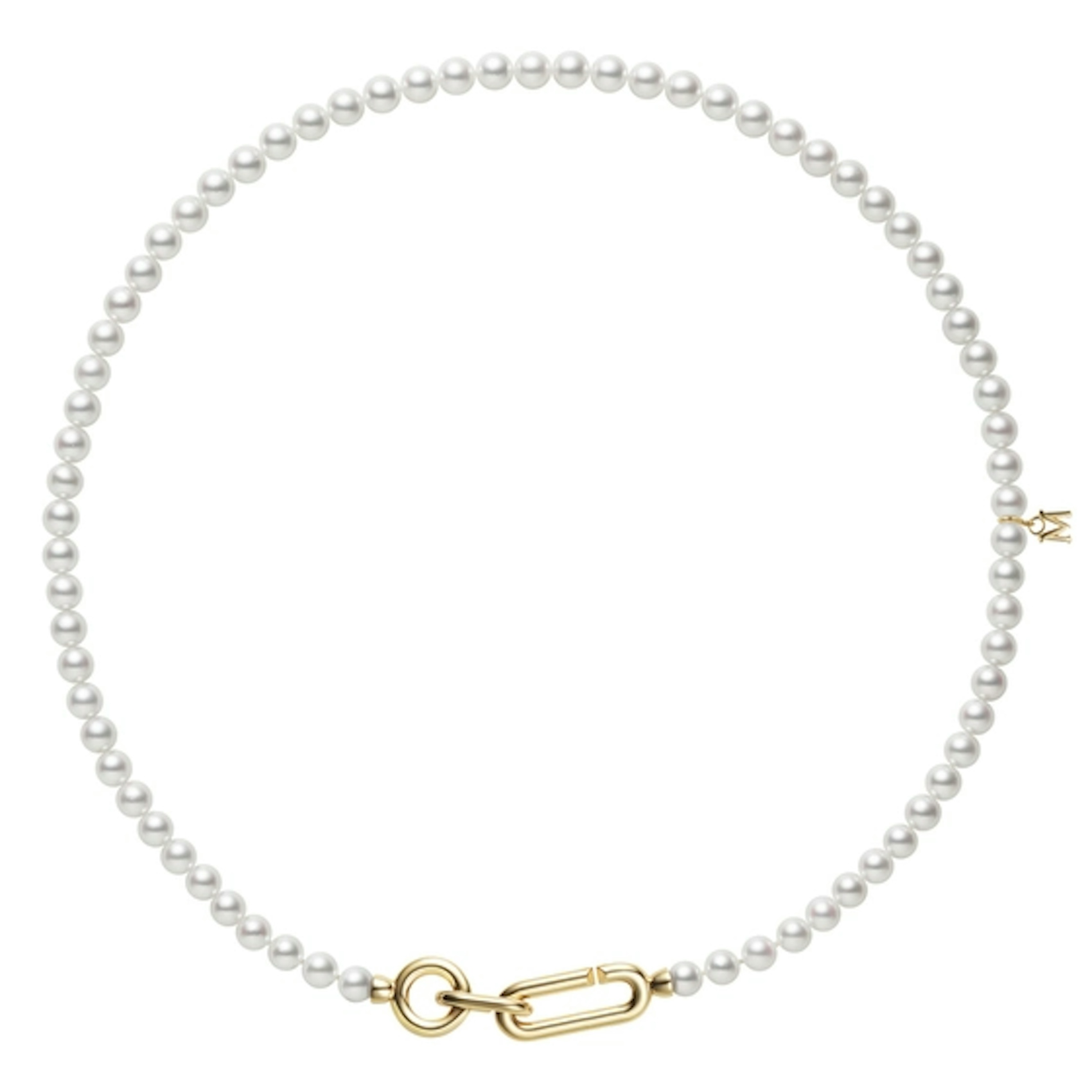 Vertical 18K Yellow Gold 5-5.5MM Akoya Pearl Necklace