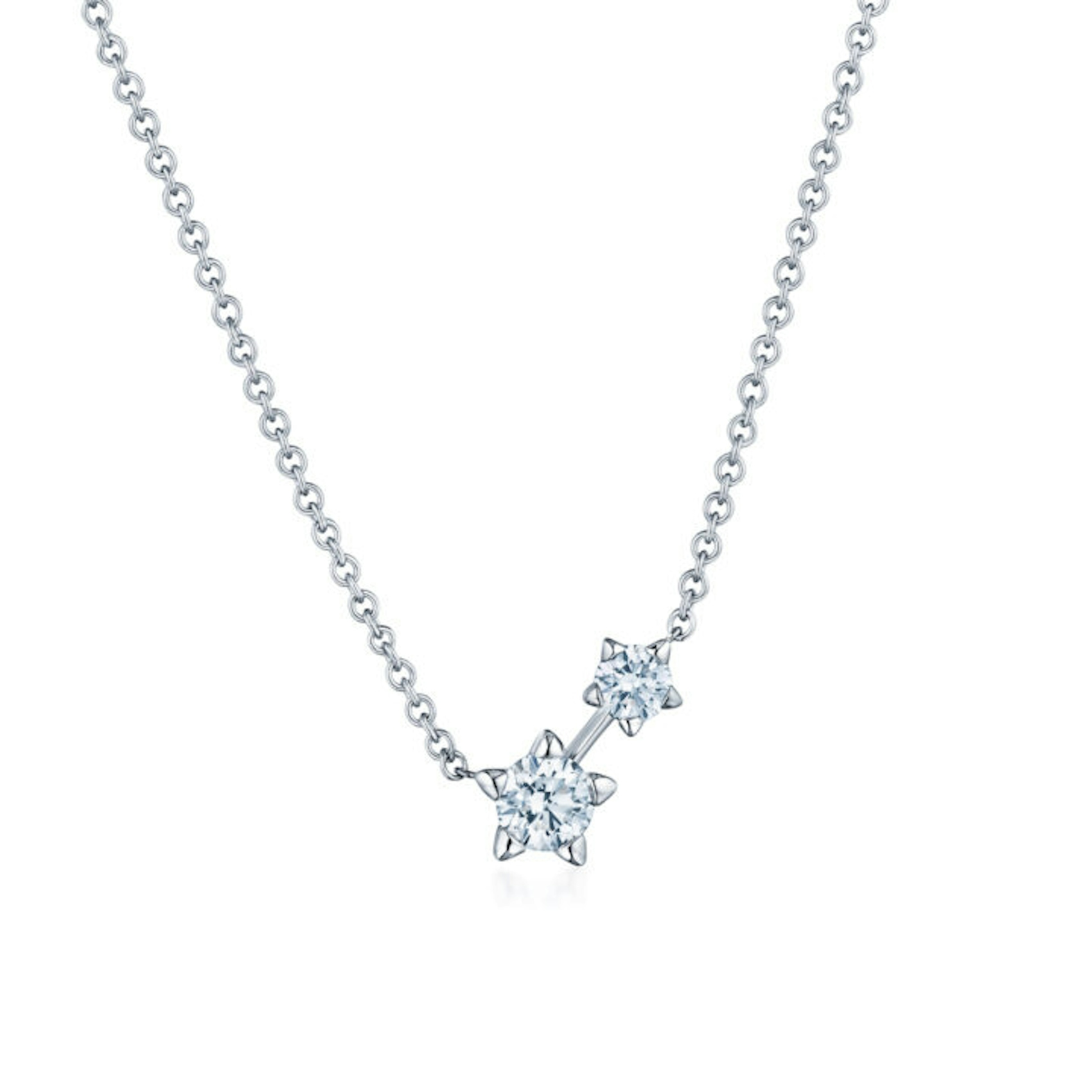 Vertical 18K White Gold Starry Night Diamond Necklace