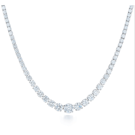 Vertical Platinum Riveria Graduated Diamond Line Necklace