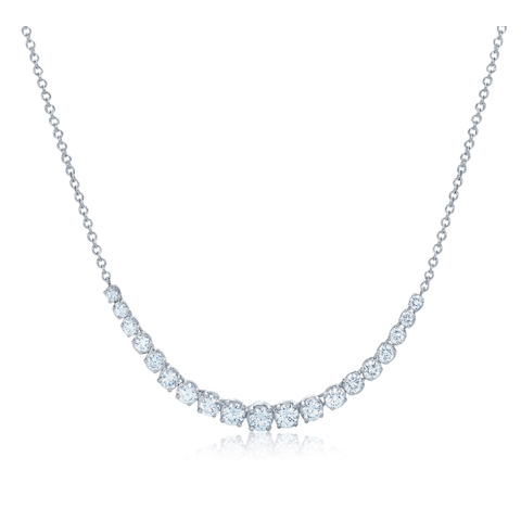 Vertical 18K White Gold Riveria Diamond Demi Necklace