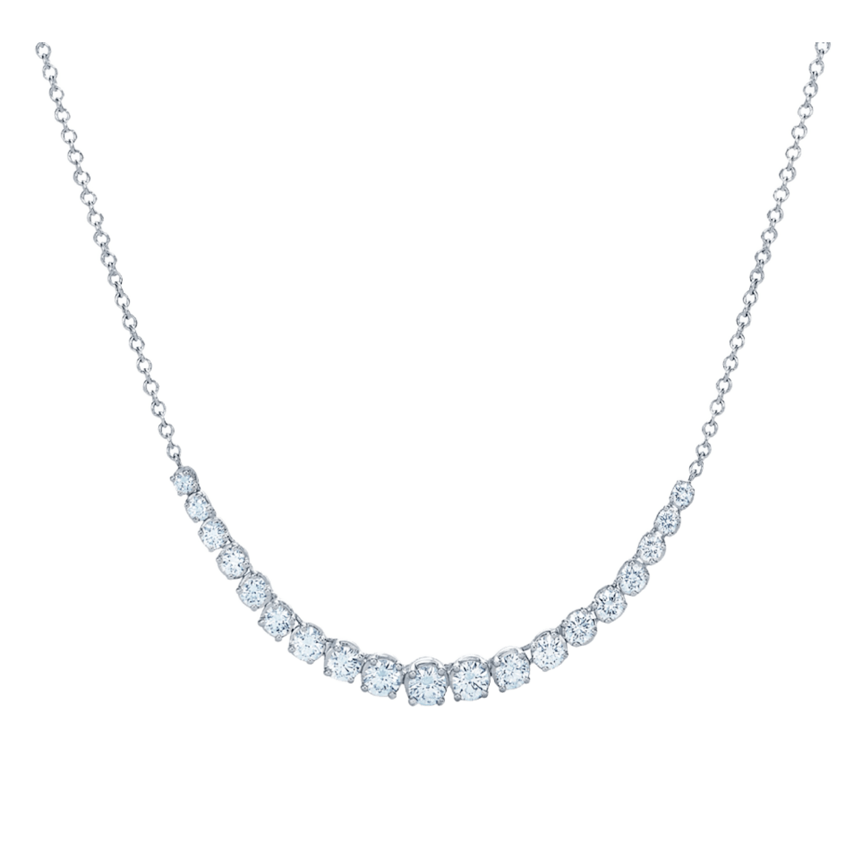Vertical 18K White Gold Riviera Diamond Demi Necklace