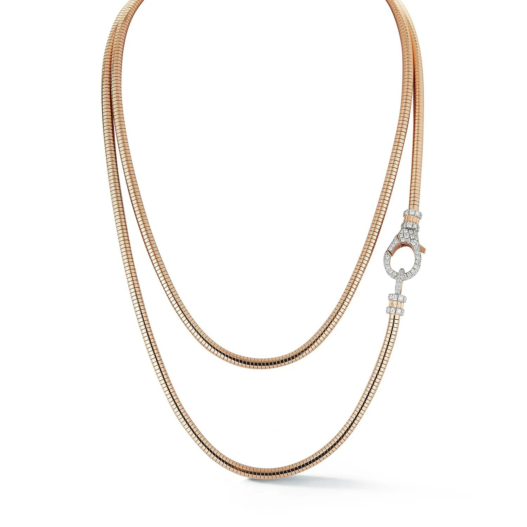 Vertical 18K Rose Gold Clive Diamond Clasp on Chain Necklace