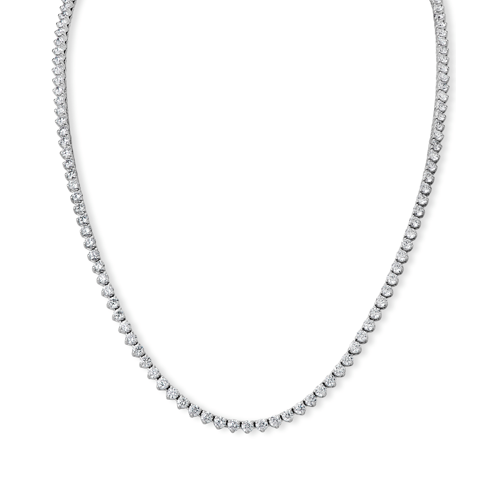 Vertical 14K White Gold Round Diamond Line Necklace
