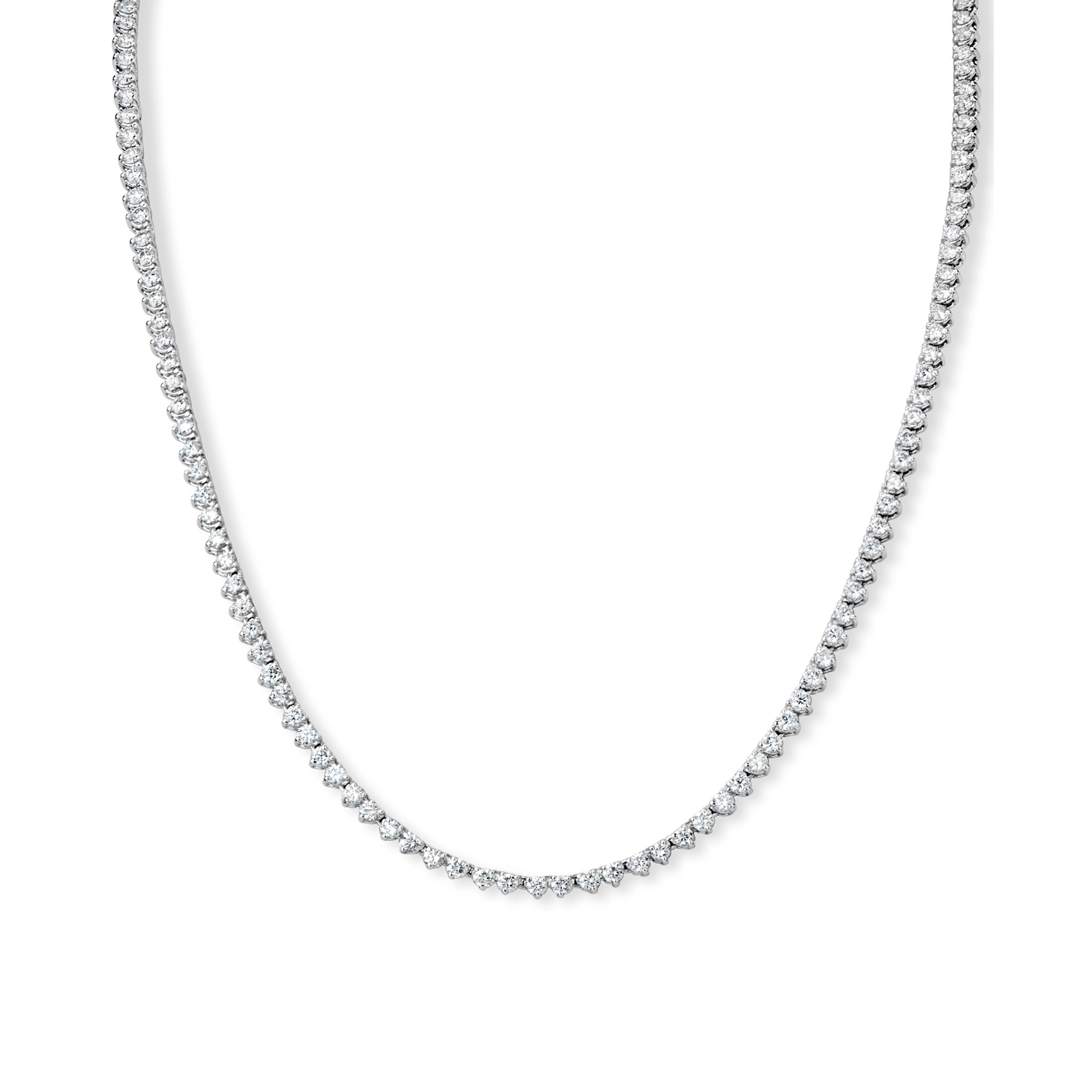 Vertical 14K White Gold Round Diamond Tennis Necklace