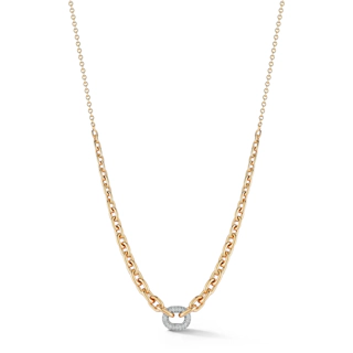 Vertical 18K Rose Gold Morrell Graduated Link with Diamond Link Necklace 16"