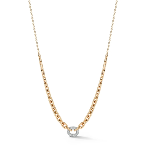 Vertical 18K Rose Gold Morrell Graduated Link with Diamond Link Necklace 16"