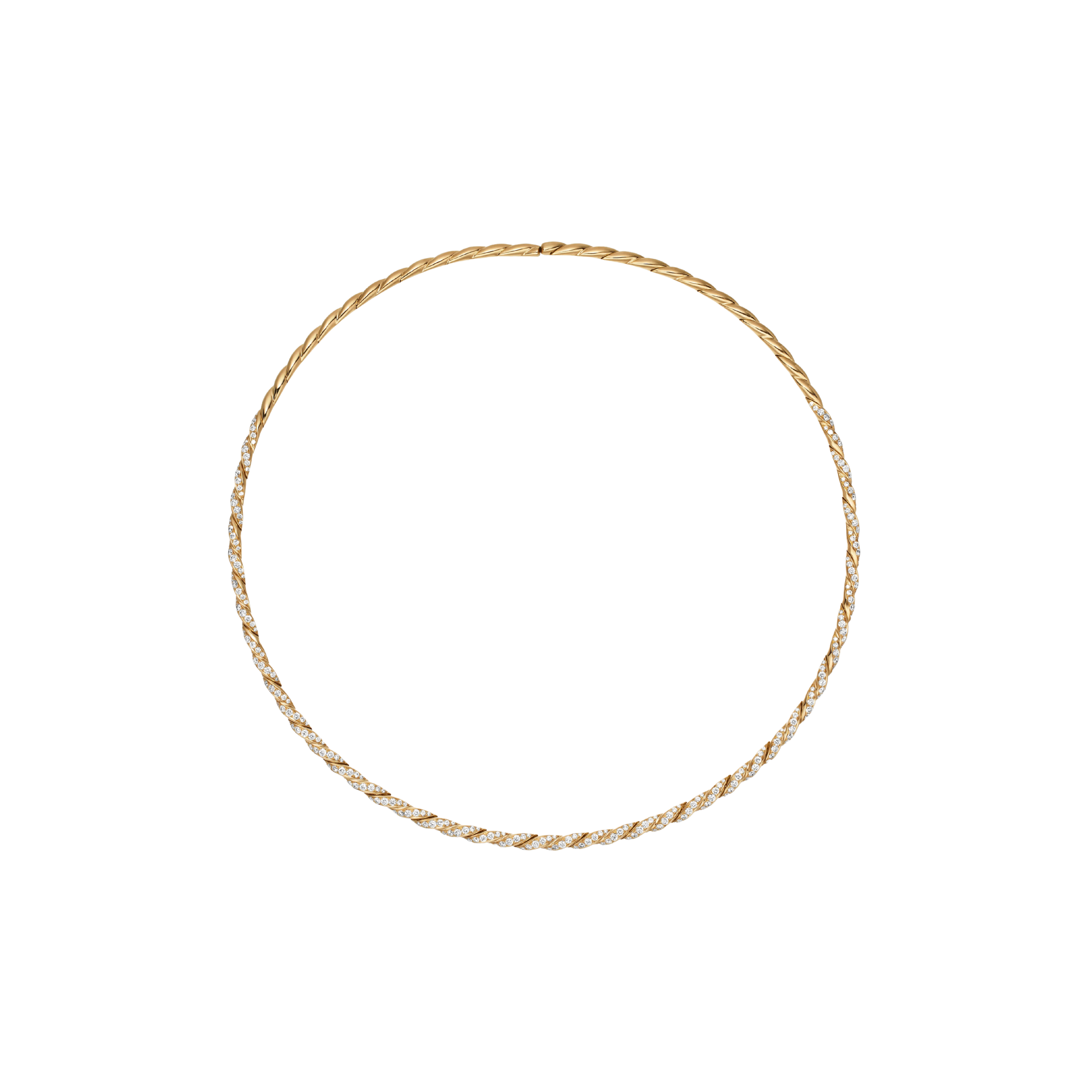 Vertical Sculpted Cable Flex Necklace 18K Yellow Gold with Diamonds, 3.7mm