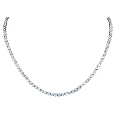 Vertical 18K White Gold Diamond Straight Line Necklace