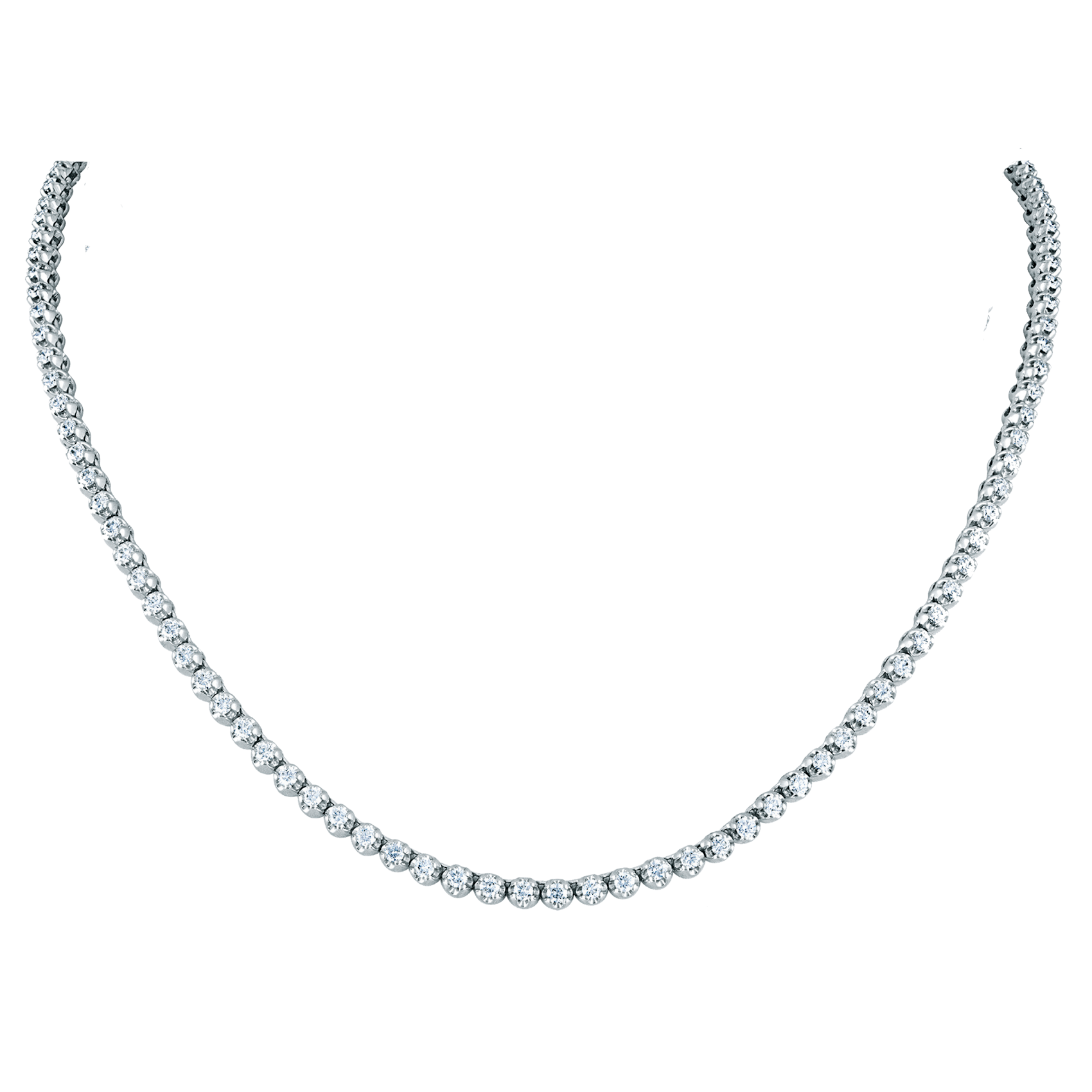 Vertical 18K White Gold Diamond Straight Line Necklace