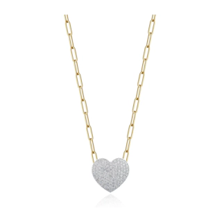 Vertical 14K Yellow Gold Infinity Diamond Mini Heart Necklace