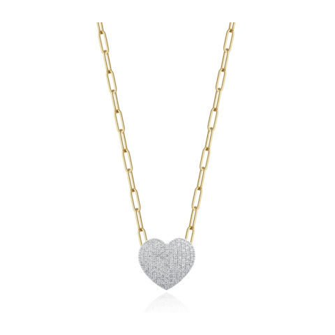 Vertical 14K Yellow Gold Infinity Diamond Mini Heart Necklace