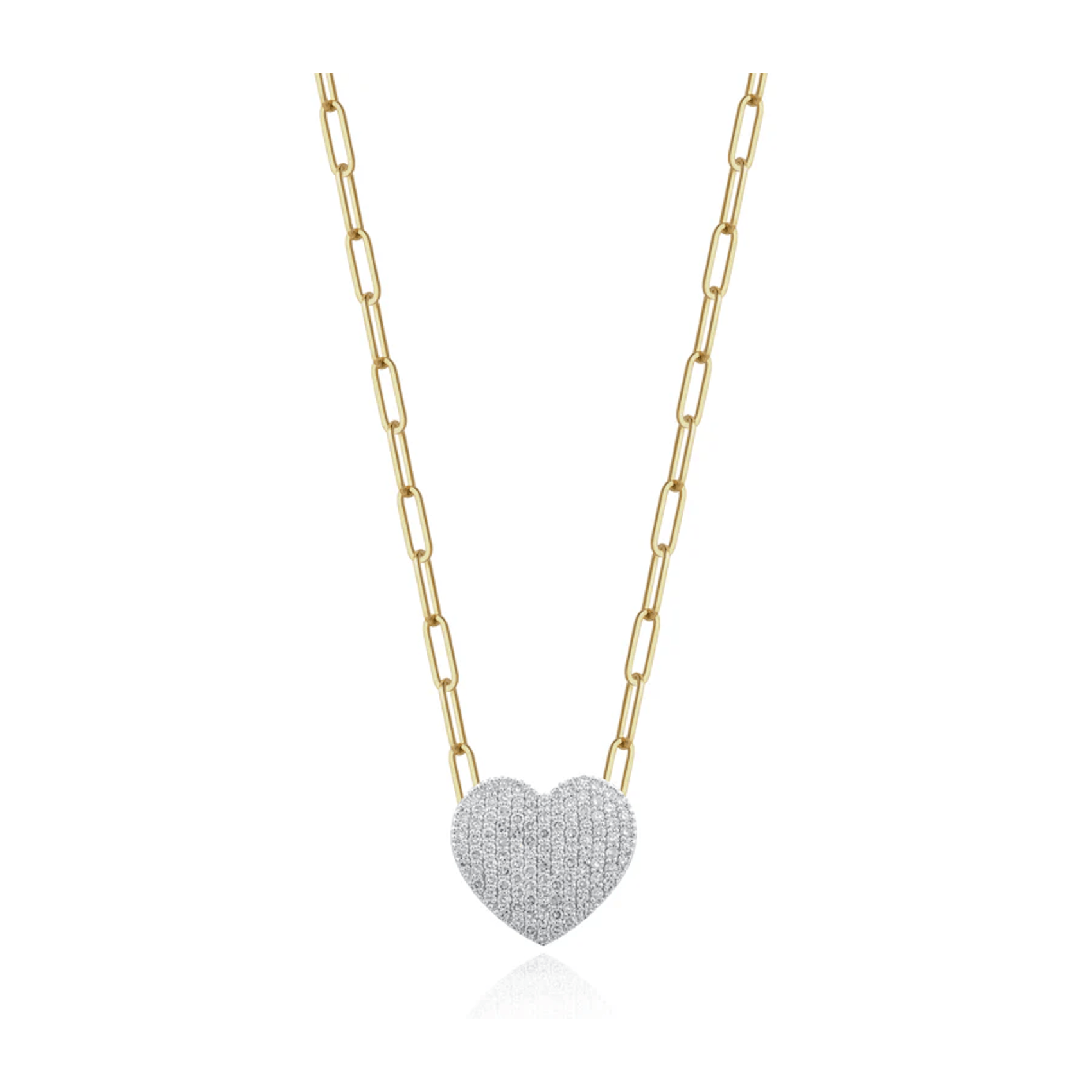 Vertical 14K Yellow Gold Infinity Diamond Mini Heart Necklace