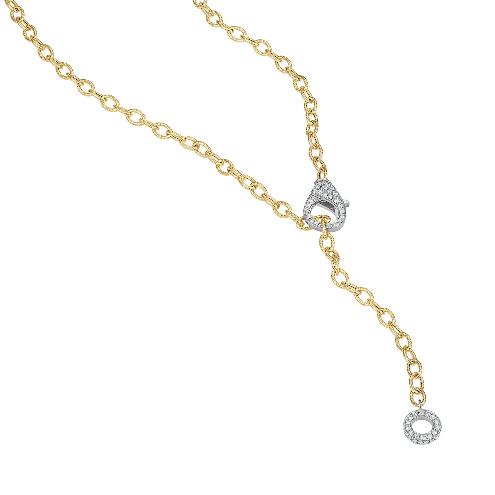 Vertical 14K White Gold/Yellow Gold Diamond Necklace