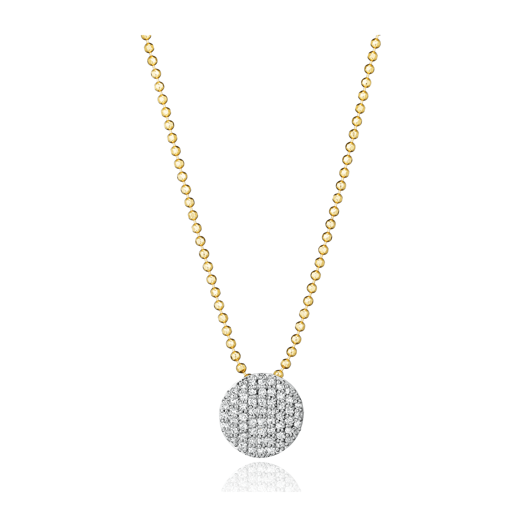 Vertical 14K Yellow Gold Infinity Diamond Mini Circle Necklace