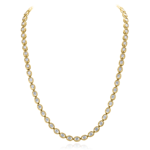 Vertical 18K Yellow Gold Oasis Bezel-Set Round Diamond Line Necklace
