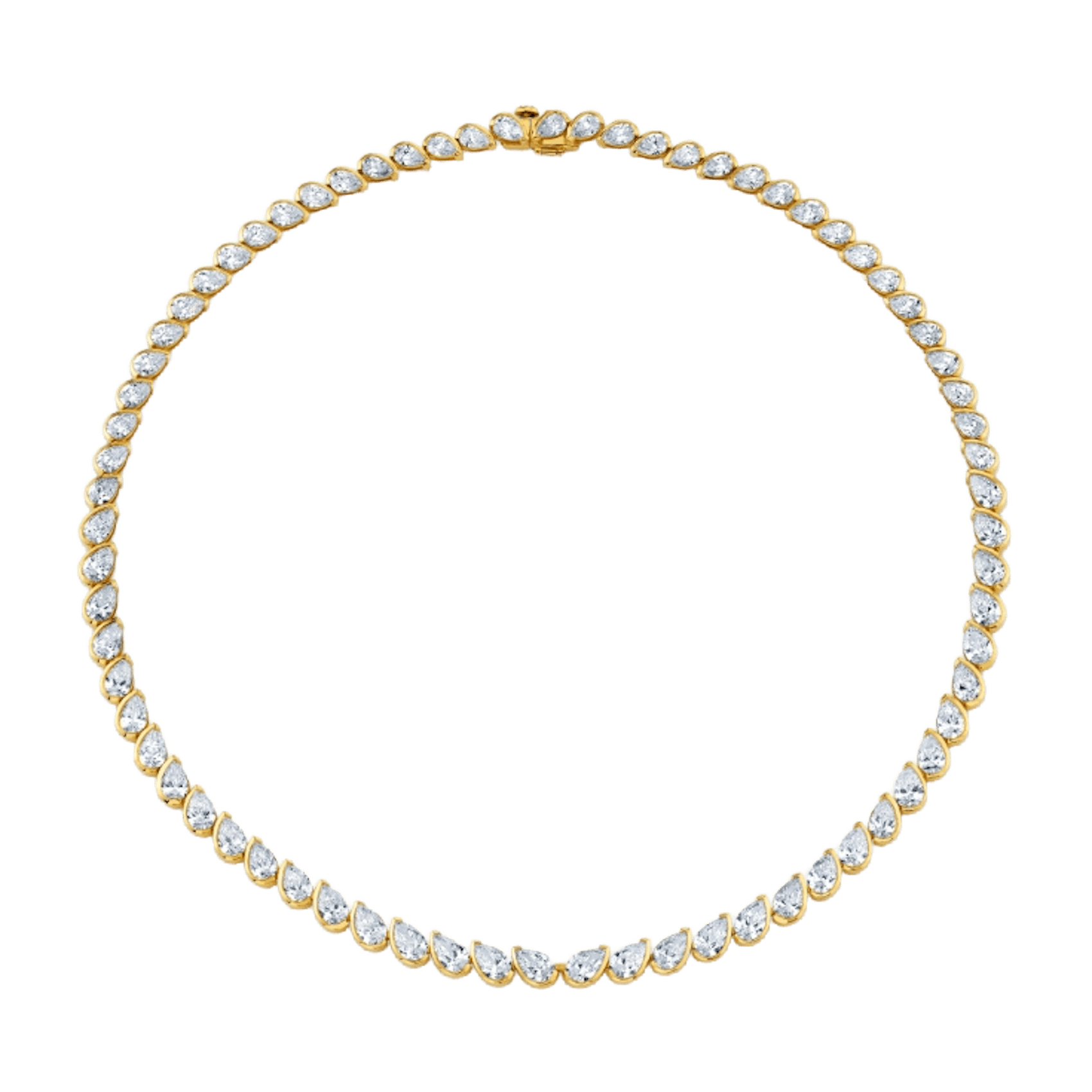 Vertical 18K Yellow Gold Pear Diamond Slanted Bezel-Set Line Necklace