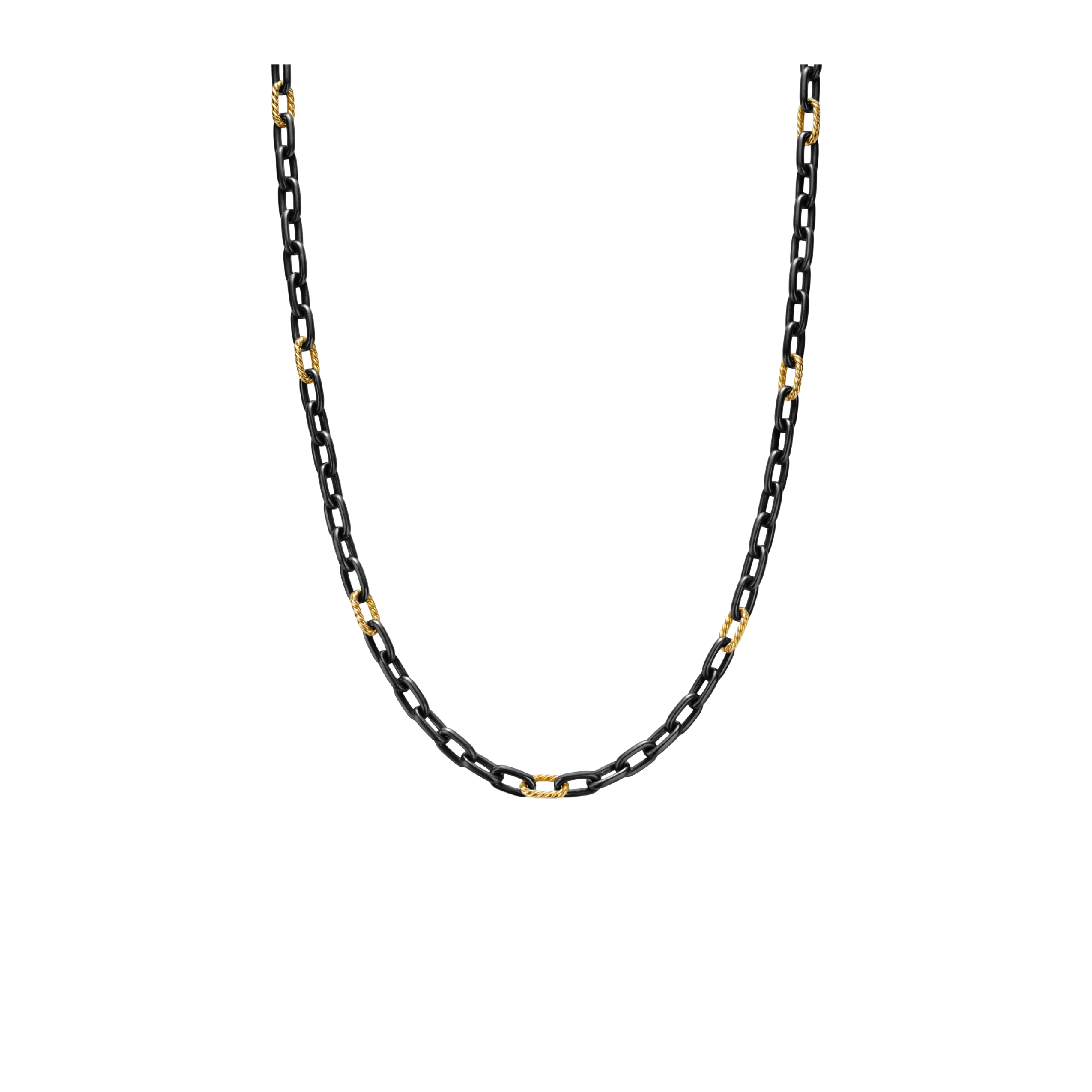 Vertical DY Madison® Chain Necklace Black Titanium with 18K Yellow Gold, 6mm