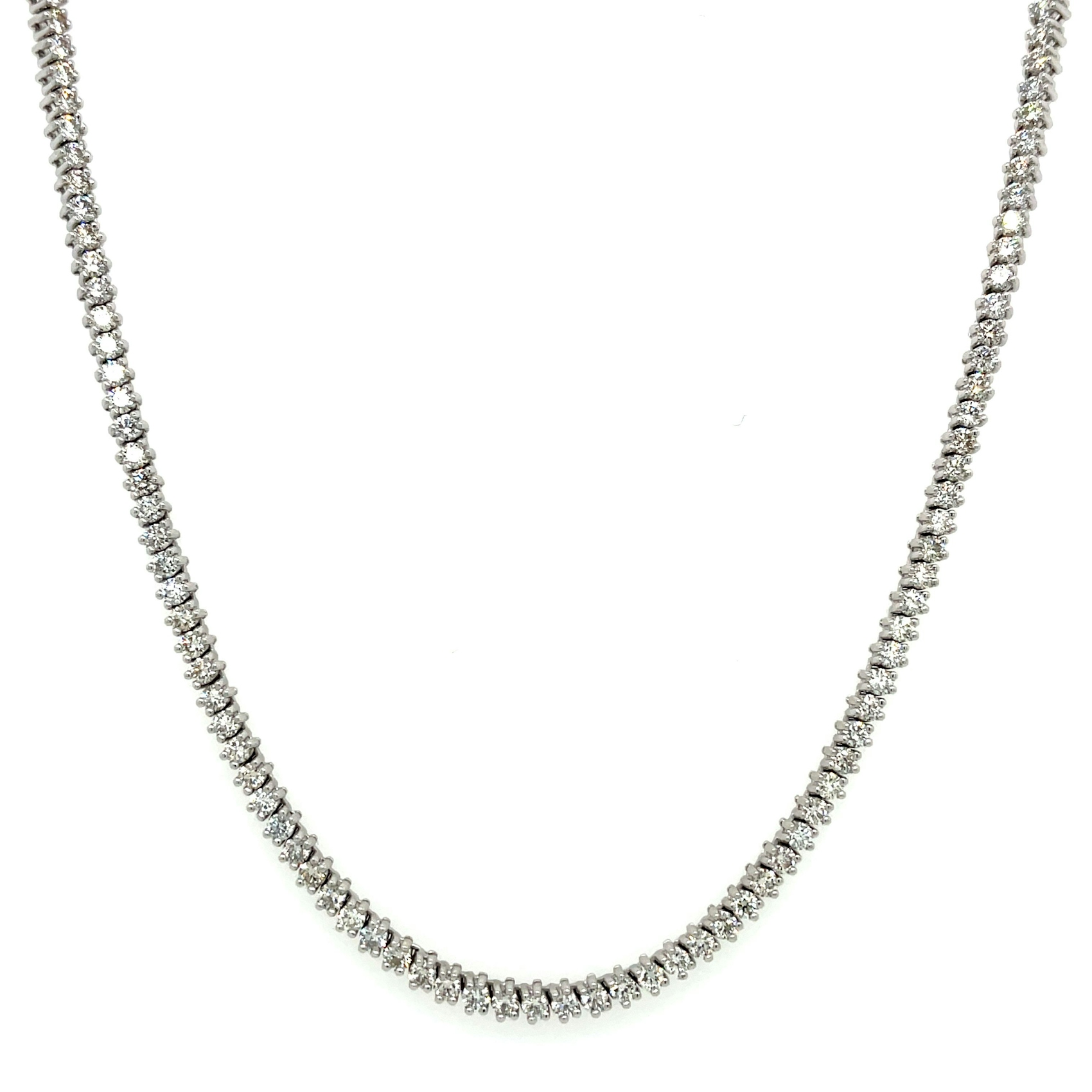 Vertical 14K White Gold Diamond Tennis Necklace