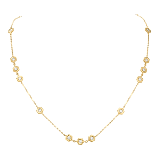 Vertical 18K Yellow Gold B Diamonds By the Yard Necklace