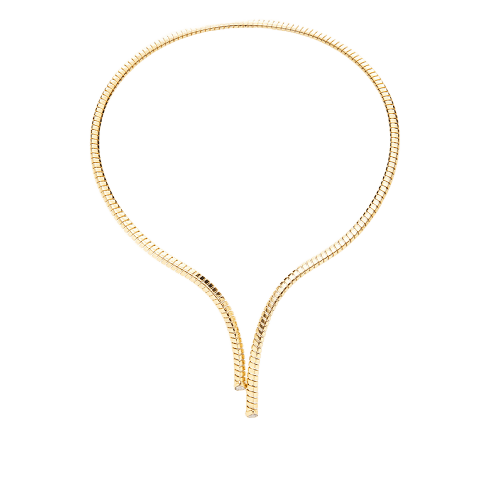 Vertical 18K Yellow Gold Trisolina Diamond Pave Lariat Necklace