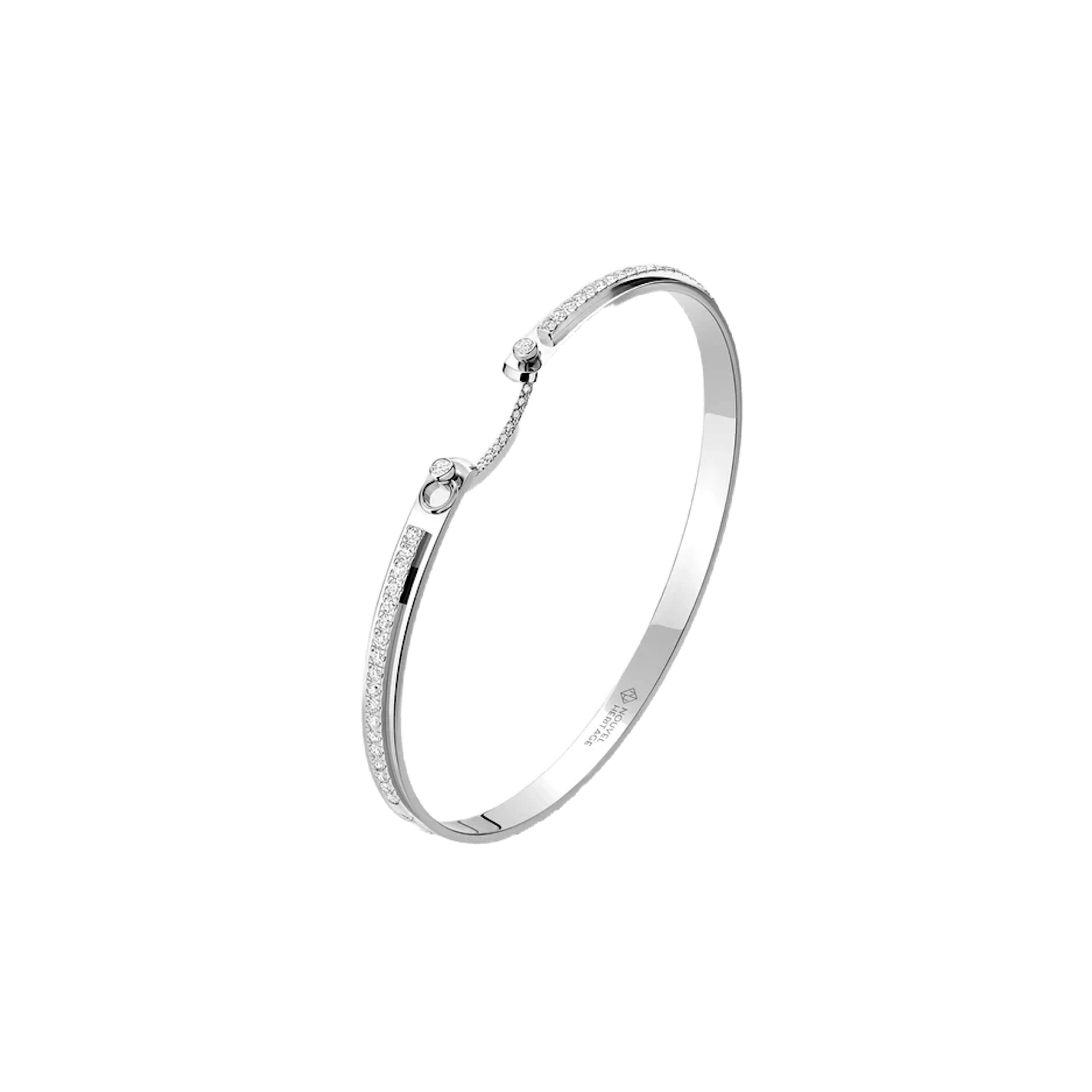 Vertical 18K White Gold Mood Tuxedo Diamond Bangle
