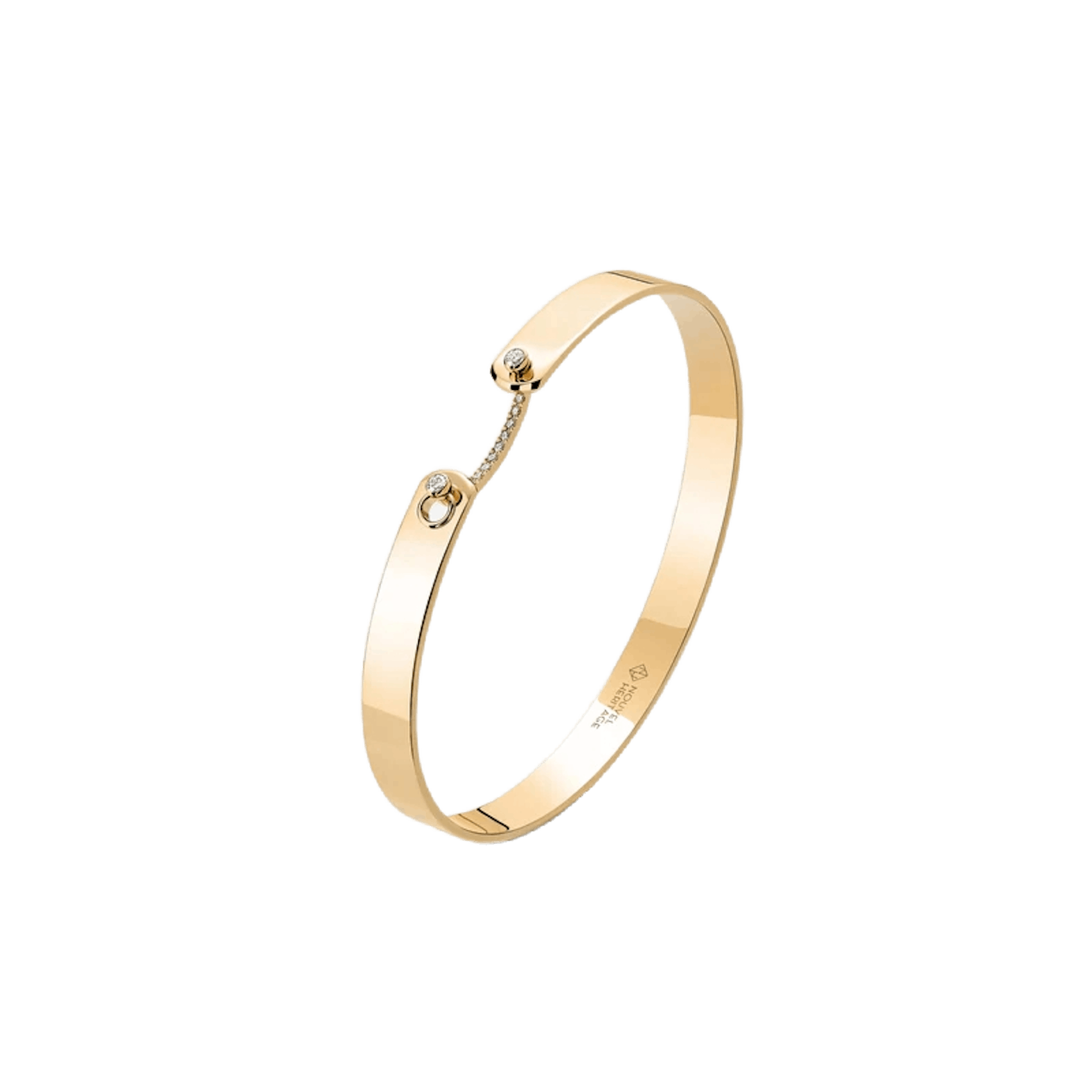 Vertical 18K Yellow Gold Business Meeting Diamond Bangle