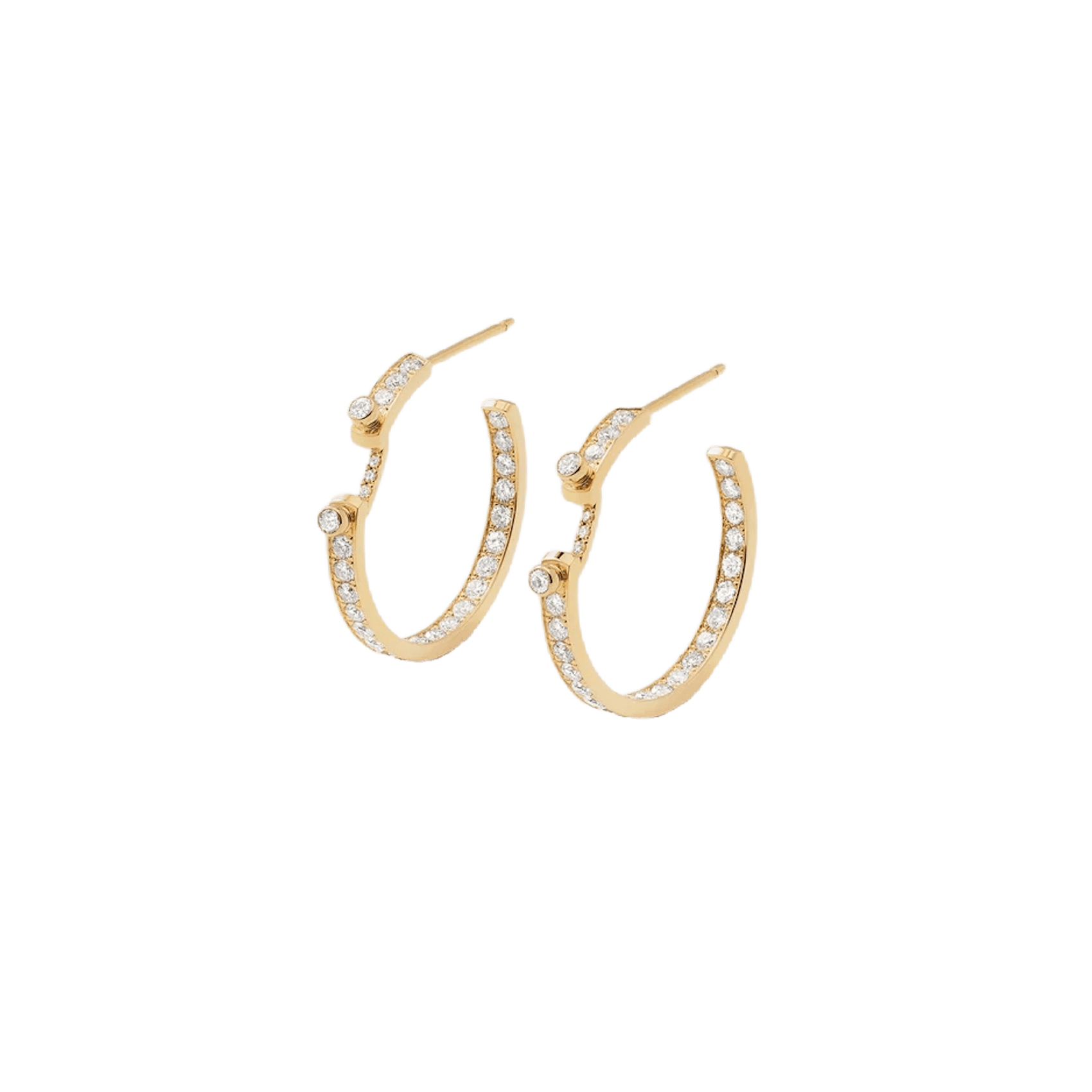 Vertical 18K Yellow Gold Mood Eternity Tuxedo Diamond Hoop Earrings