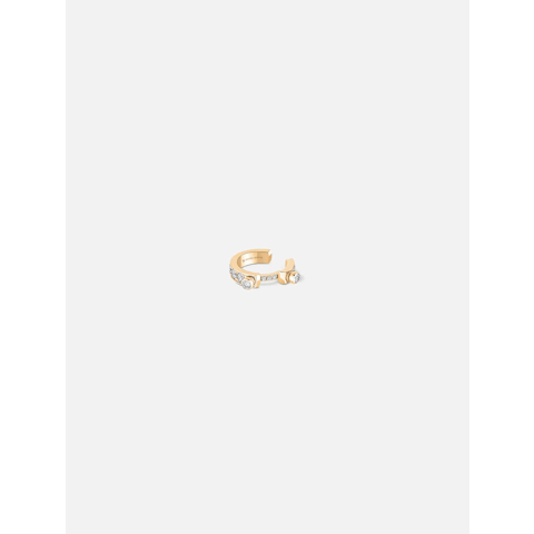 Vertical 18K Yellow Gold Mood Tuxedo Diamond Ear Cuff