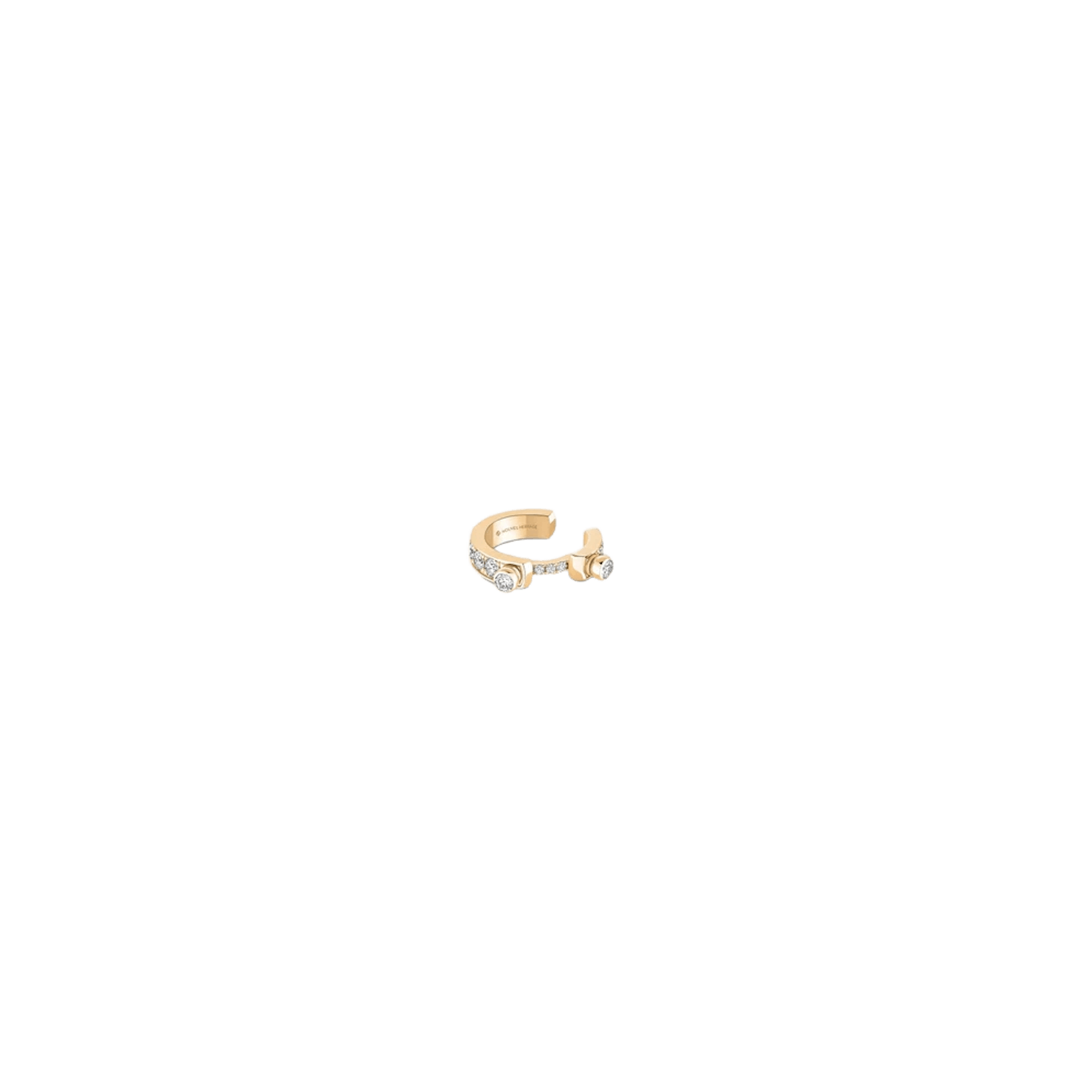 Vertical 18K Yellow Gold Mood Tuxedo Diamond Ear Cuff