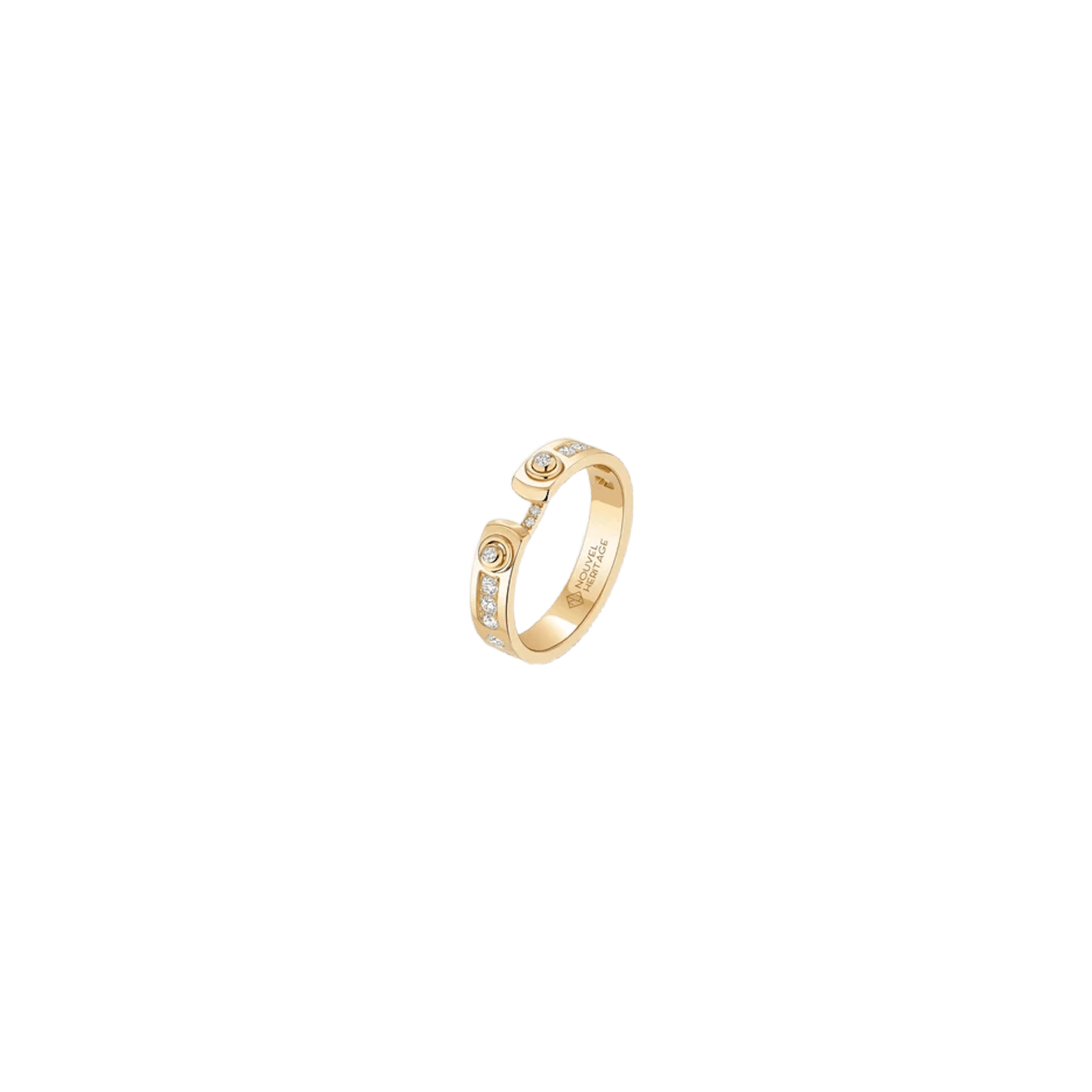 Vertical 18K Yellow Gold Mood Tuxedo Diamond Ring