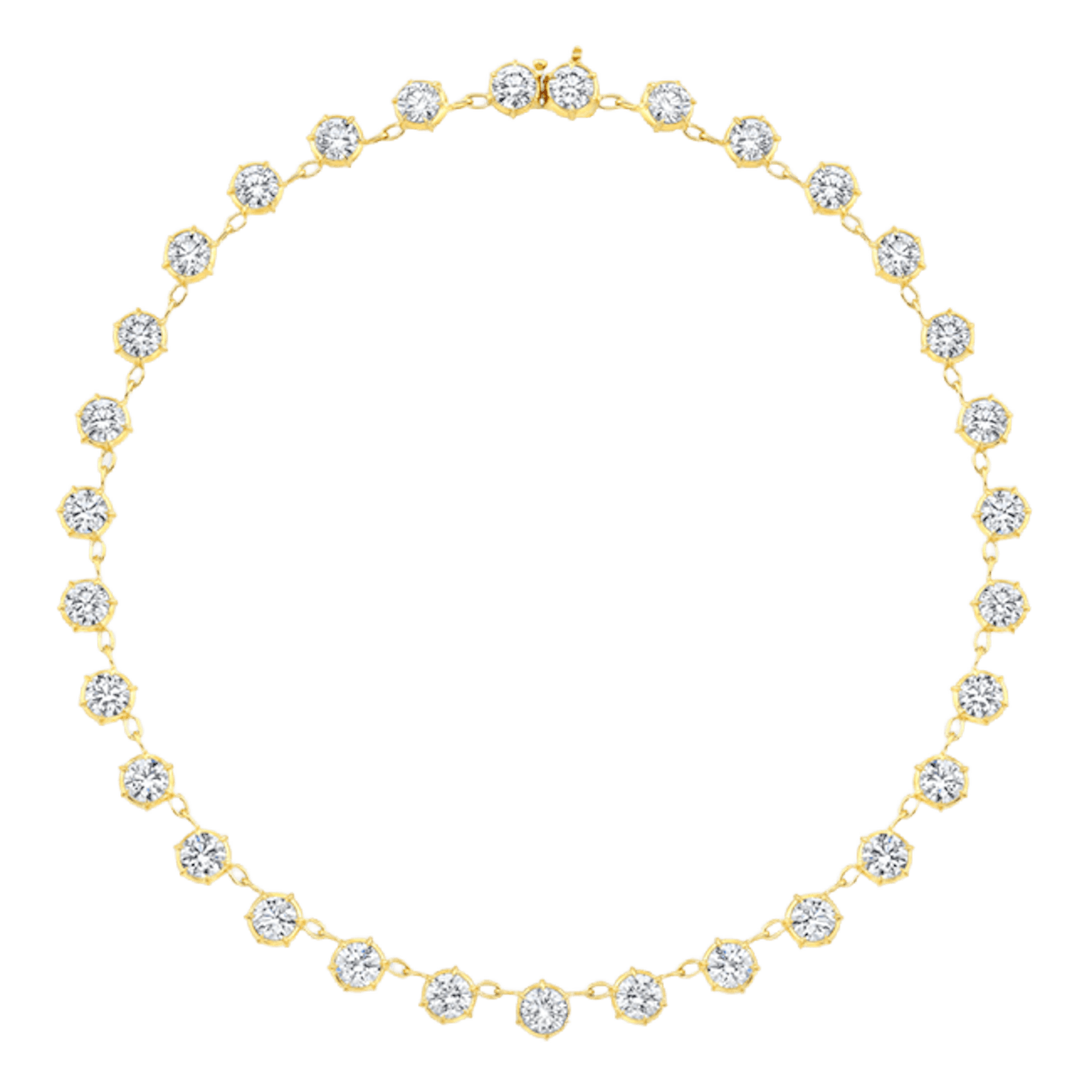 Vertical 18K Yellow Gold Round Diamond Necklace