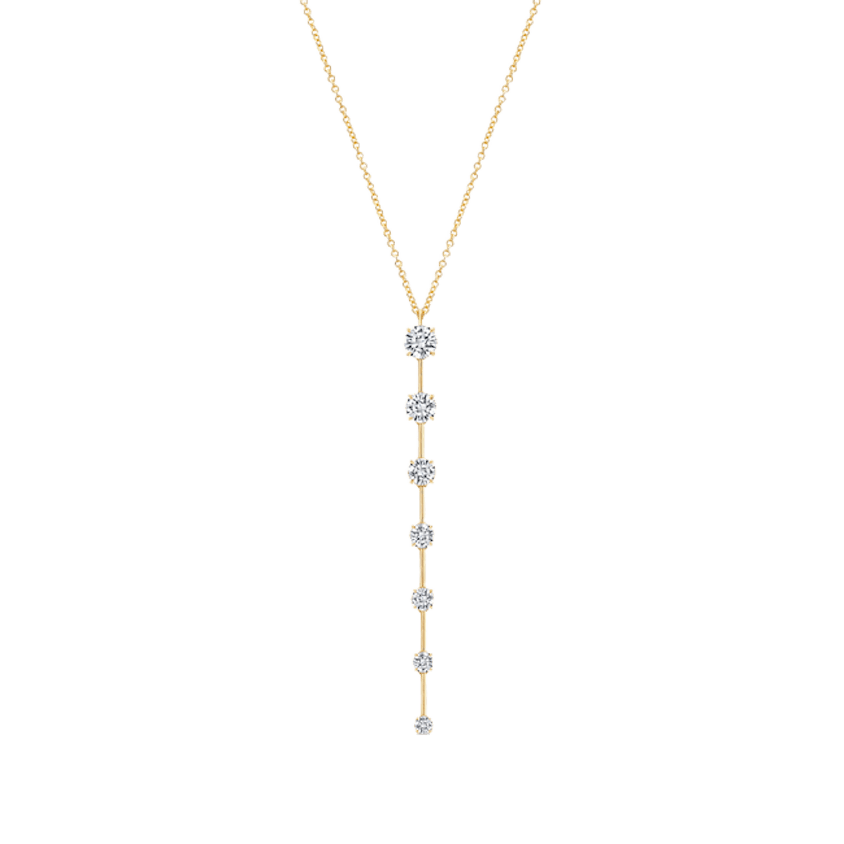 Vertical 18K Yellow Gold Diamond Drop Pendant with Chain