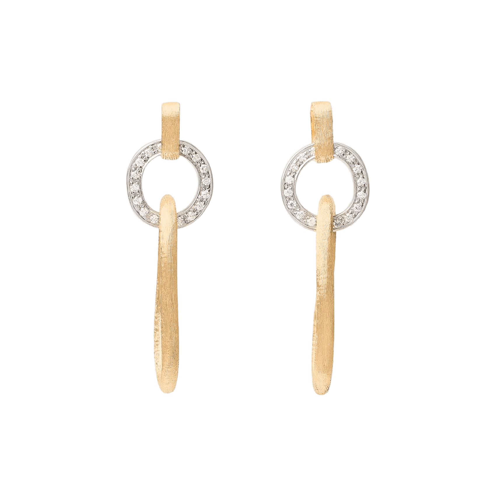 Vertical 18K Yellow and White Gold Jaipur Link Diamond Drop Earrings