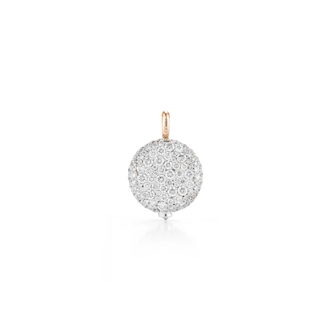 Vertical 18K White Gold and 18K Rose Gold OC x WF Diamond Medium Pebble Locket Pendant