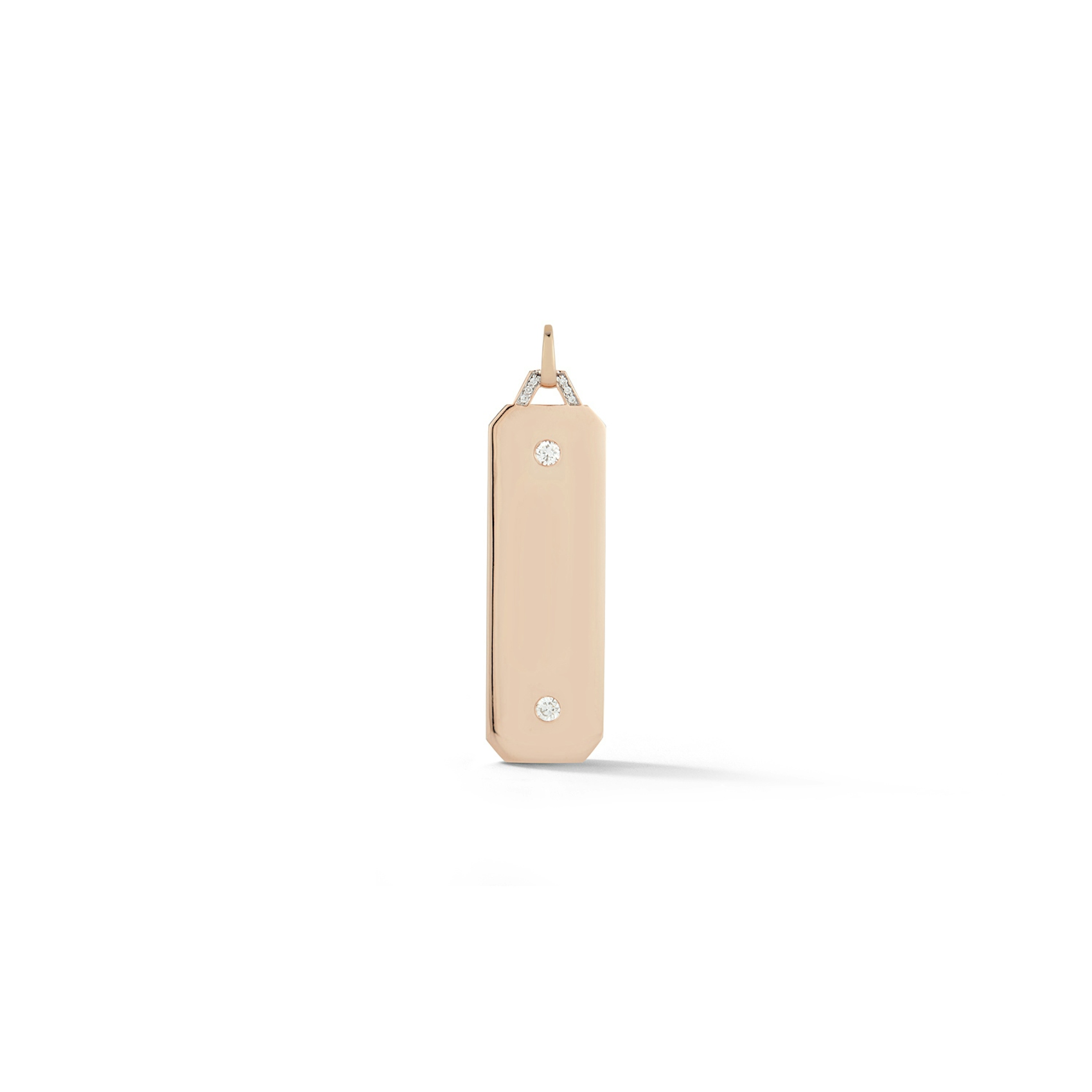 Vertical 18K Rose Gold Dora Diamond Tablet Charm