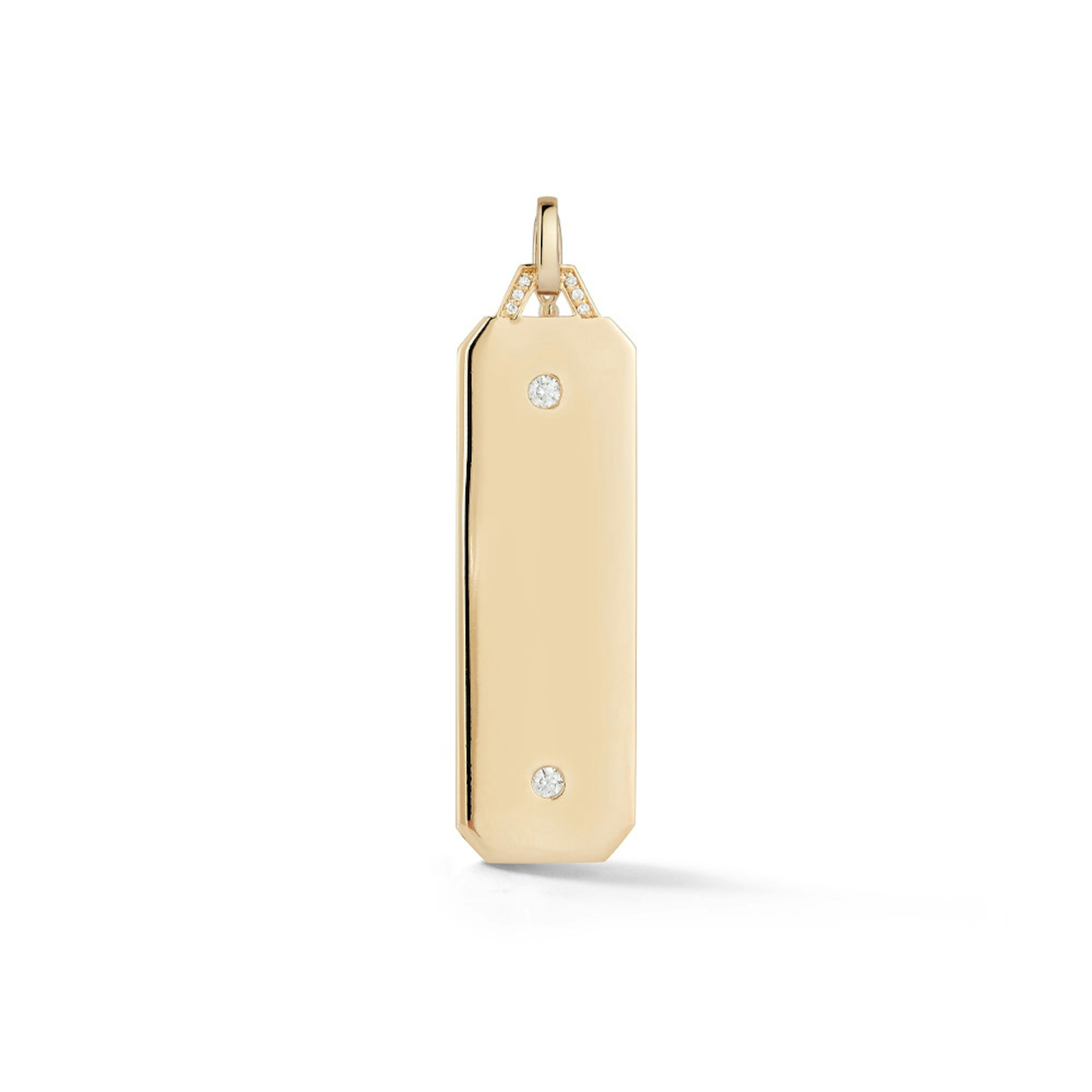 Vertical 18K Yellow Gold Dora Diamond Tablet Charm