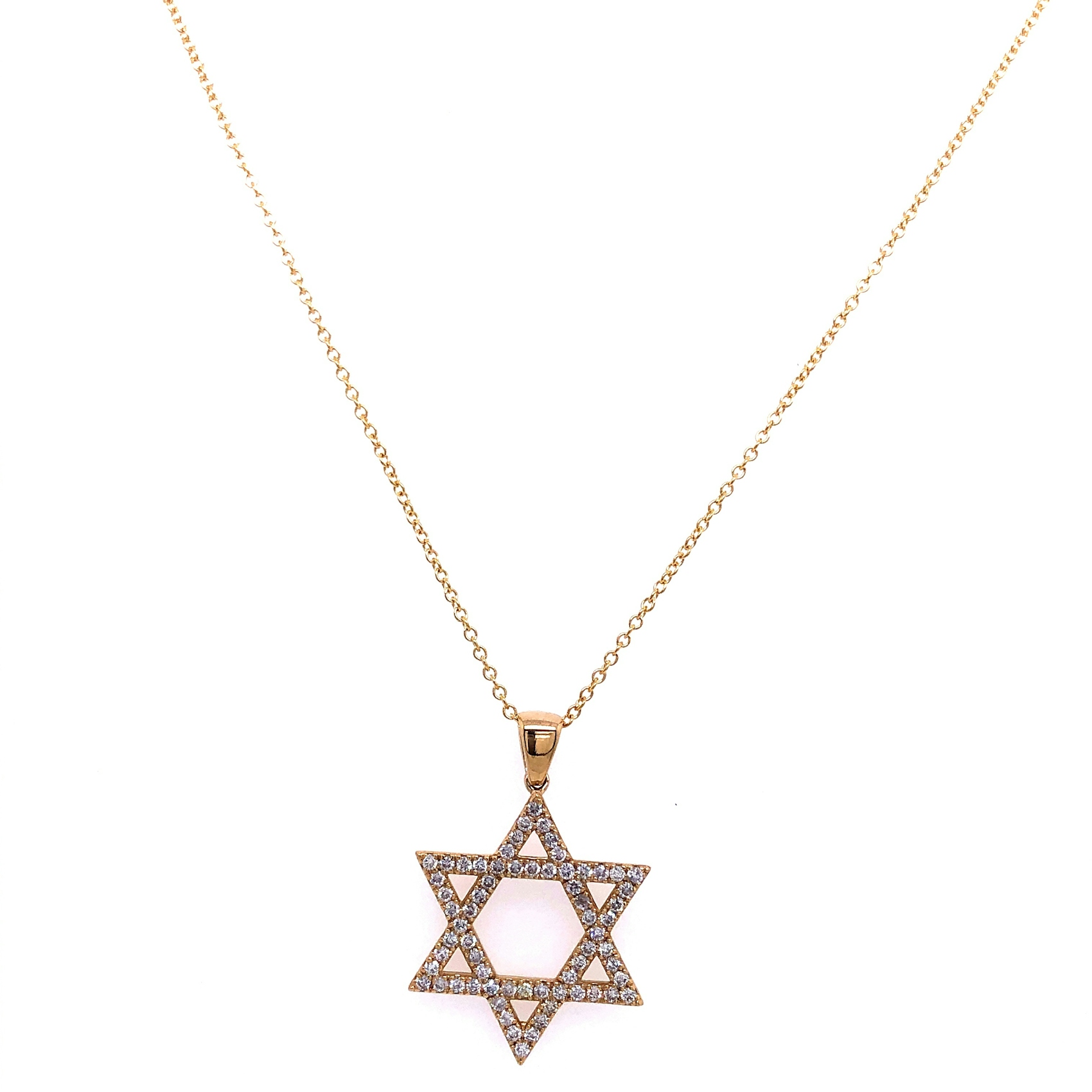 Vertical 14K White Gold Diamond Star of David Necklace