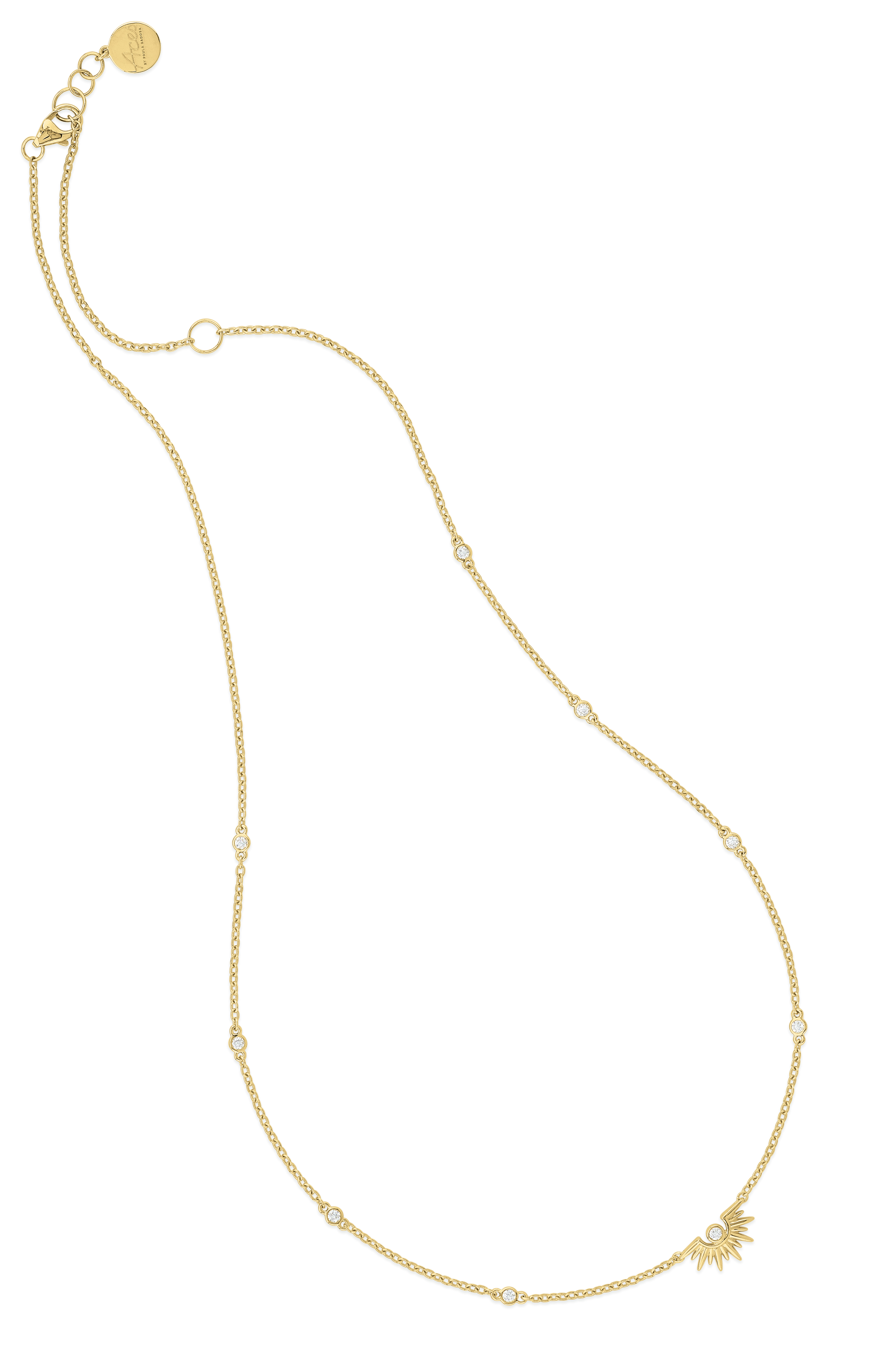 Vertical Aura Gold Pendant Necklace with Diamond Stations