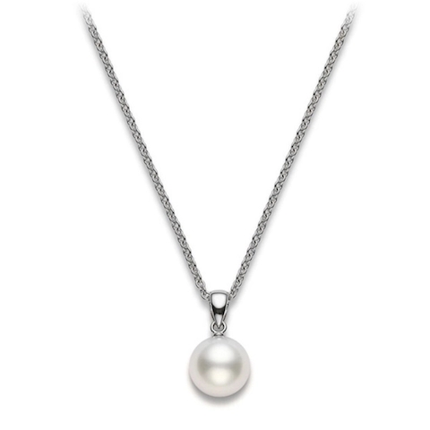 Vertical 18K White Gold 10MM A+ White South Sea Pearl Necklace