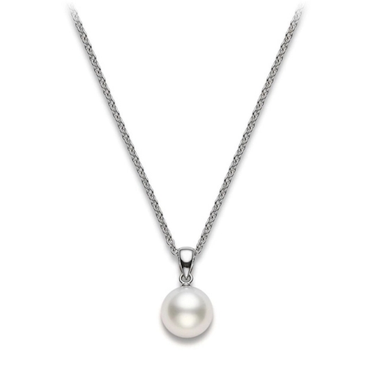 Vertical 18K White Gold 10MM A+ White South Sea Pearl Necklace