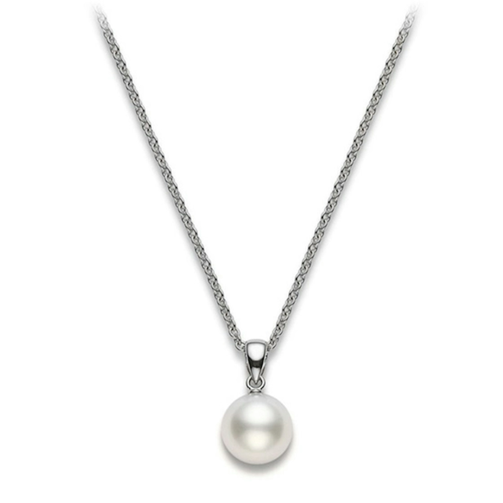 Vertical 18K White Gold 10MM A+ White South Sea Pearl Necklace