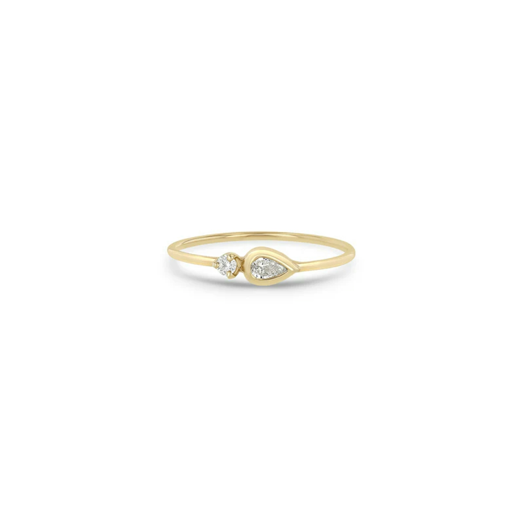 Vertical 14K Yellow Gold Diamond Bezel and Prong Set Ring