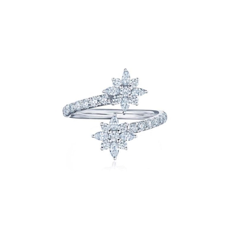 Vertical 18K White Gold Kwiat Star Diamond Bypass Ring