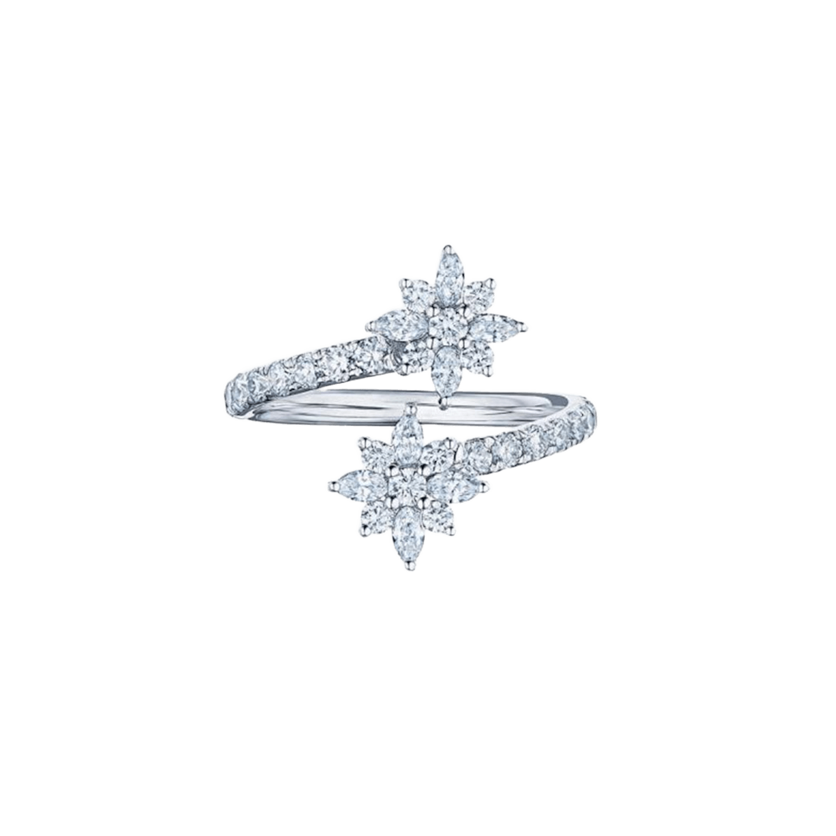 Vertical 18K White Gold Kwiat Star Diamonds Bypass Ring