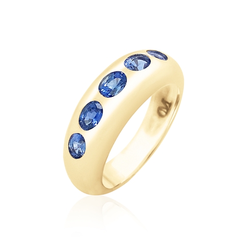 Vertical 14K Yellow Gold Nomad Blue Sapphire Ring